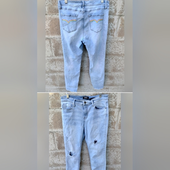 Buffalo David Bitton Jess Rip & Repair Mid-Rise Skinny Embroidered Rainbow Pockt - Picture 2 of 15
